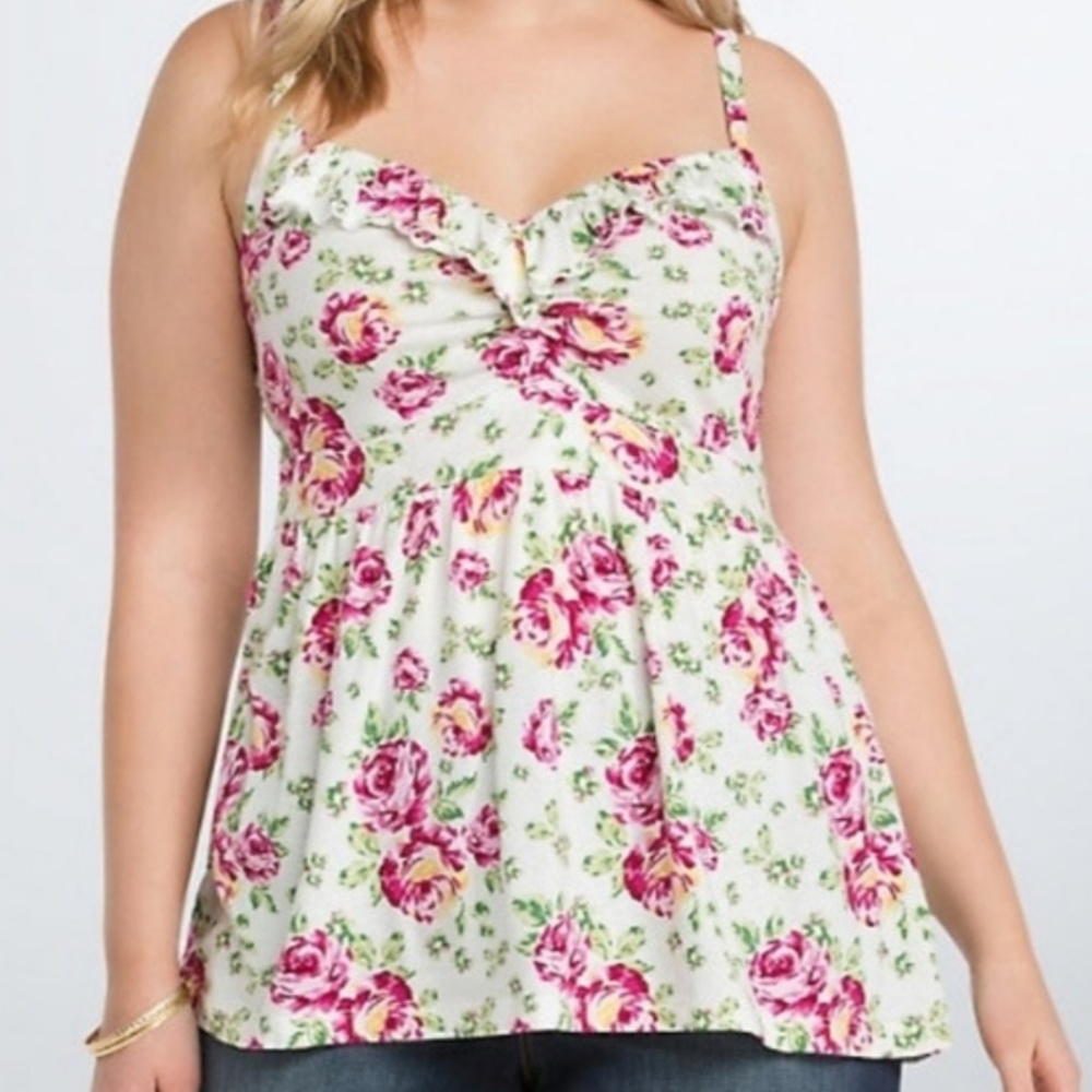 Torrid floral ruffle babydoll top size 1x